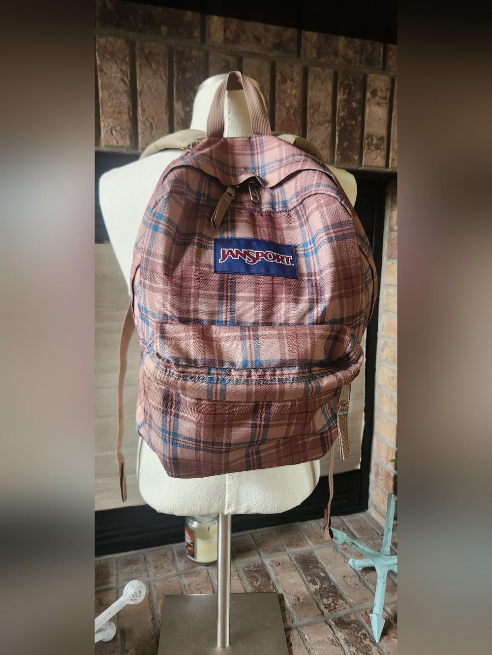 JanSport plaid backpack.